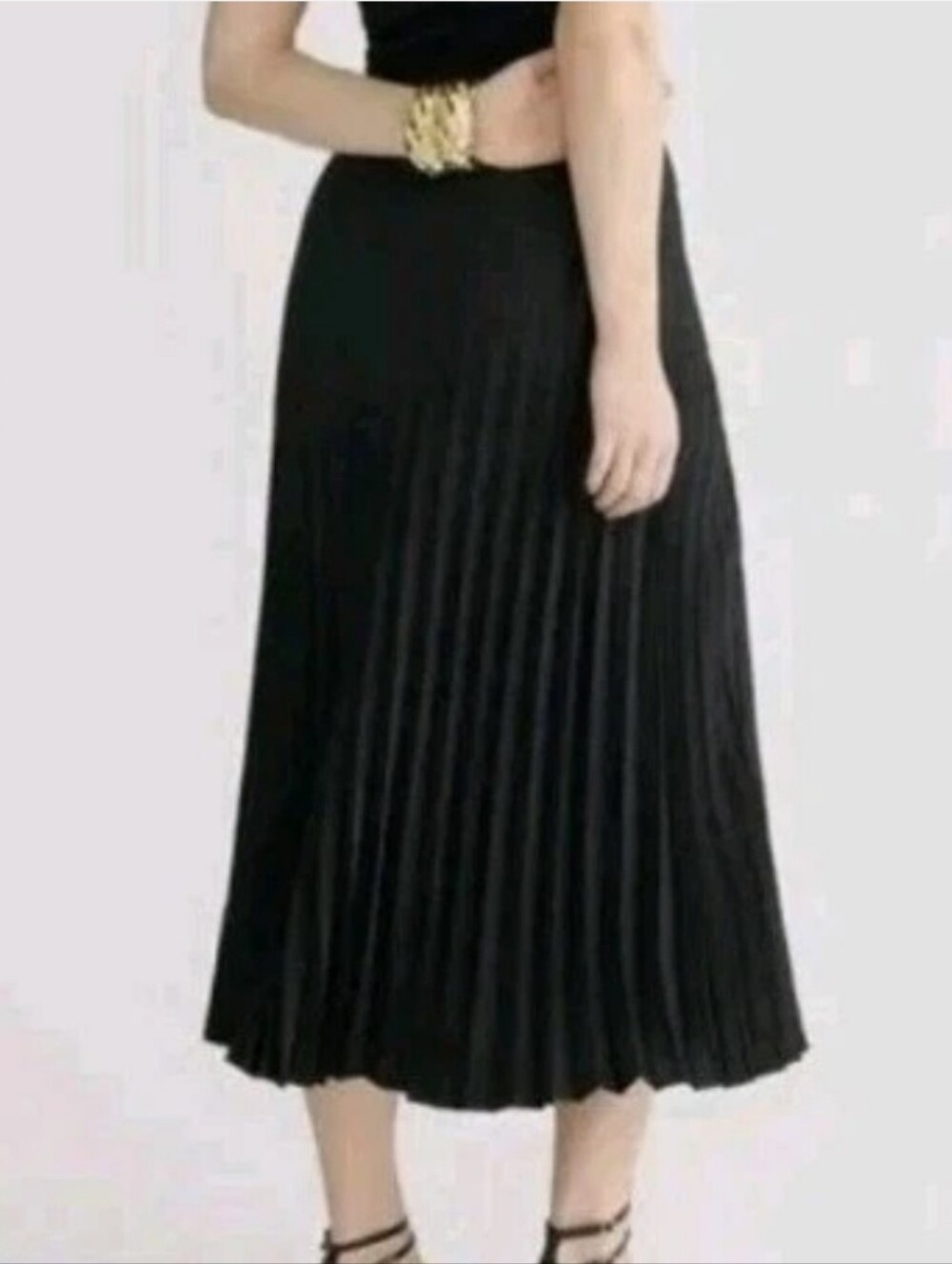 J.Crew Black Satin Pleated Midi Skirt  XL